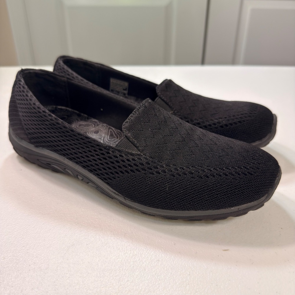 Skechers Relaxed Fit Air-Cooled Memory Foam Black Mesh Slip On Shoes Size 8.5
